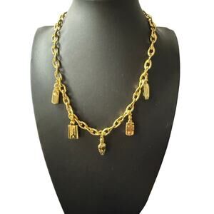 Givenchy perfume bottle gold tone necklace